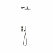 Душевая система Tres Project-Tres Block System с термостатом и верхним душем металлический черный 20635201KM