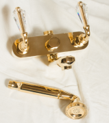 Змішувач для ванної THG ArtDeco cristal двовентильний з ручним душем та шлангом золото A56 H44 00013B
