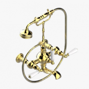 Змішувач для ванної кімнати THG Broadway a Manettes двовентильний з ручним душем і шлангом золото A04 H44 00014B