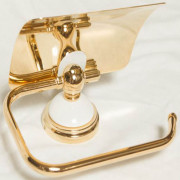 Держатель для туалетной бумаги THG Savannah с крышкой золото/белый G52 D03 00538AC