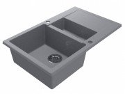 Мийка для кухні Miraggio LaPas 78,6х48,9 см з 2 отворами під змішувач кварцовий пісок Mirastone сірий 0001260