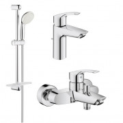 Комплект смесителей для ванной Grohe Eurosmart New 3 в 1 с душевым набором хром UA123238S0