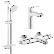Комплект змішувачів для ванної Grohe Eurosmart New + Grohtherm 1000 з душовим набором хром UA34101TM0