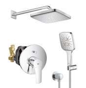 Душева система Eurosmart New + Tempesta 250 Cube з верхнім та ручним душем хром UA25183004