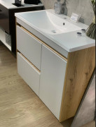 Тумба Fancy Marble Wega 900 L з раковиною Amelia 900L шпон білий/дерево 13709010610