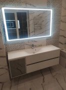 Тумба Fancy Marble Meloria 1500 L із раковиною Margo 1500C МДФ білий 13915013610