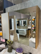 Зеркальный шкаф Fancy Marble Wega R 90х16 см ДСП/МДФ белый/дерево 23609012201