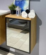 Шафка для ванної підвісної Fancy Marble Meloria Glass 42х30 см петлі зліва шпон/скло 31205013610