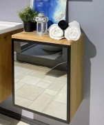 Шафка для ванної підвісної Fancy Marble Meloria Glass 42х30 см петлі праворуч шпон/скло 31205013601