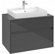 Тумба под раковину Villeroy & Boch Collaro 80х50 см МДФ глянцевый серый C08000FP