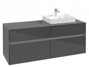 Тумба под раковину Villeroy & Boch Collaro 140х50 см с подсветкой МДФ глянцевый серый C075B0FP