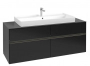Тумба під раковину Villeroy & Boch Collaro 140х50 см із підсвічуванням МДФ чорний матовий лак C092B0PD