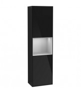 Пенал Villeroy & Boch Finion 41,8x151,6х27 см петли слева с подсветкой МДФ глянцевый черный лак/светло-серый матовый лак F460GJPH