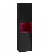 Пенал Villeroy & Boch Finion 41,8x151,6х27 см петлі зліва з підсвічуванням МДФ глянсовий чорний лак/півон матовий лак F460HBPH