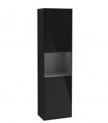 Пенал Villeroy & Boch Finion 41,8x151,6х27 см петлі зліва з підсвічуванням МДФ глянсовий чорний лак/темно-синій матовий лак F460HGPH