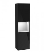 Пенал Villeroy & Boch Finion 41,8x151,6х27 см петли слева с подсветкой МДФ глянцевый черный лак/белый матовый лак F460MTPH