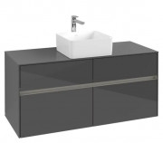 Тумба під раковину Villeroy & Boch Collaro 120х50 см із підсвічуванням МДФ глянсовий сірий C041B0FP