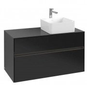 Тумба под раковину Villeroy & Boch Collaro 100х50 см с подсветкой МДФ черный матовый лак C040B0PD