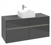 Тумба под раковину Villeroy & Boch Collaro 120х50 см с подсветкой МДФ глянцевый серый C041B0FP