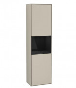 Пенал Villeroy & Boch Finion 41,8x151,6х27 см петлі зліва з підсвічуванням МДФ пісок матовий лак/глянцевий чорний лак F460PHHH