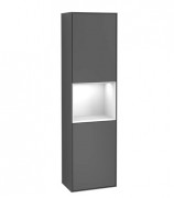 Пенал Villeroy & Boch Finion 41,8x151,6х27 см петли слева с подсветкой МДФ антрацит матовый лак/глянцевый белый лак G460GFGK