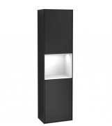 Пенал Villeroy & Boch Finion 41,8x151,6х27 см петли слева с подсветкой МДФ черный матовый лак/глянцевый белый лак G460GFPD