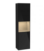 Пенал Villeroy & Boch Finion 41,8x151,6х27 см петлі праворуч з підсвічуванням МДФ глянсовий чорний лак/шпон дуба G470PCPH