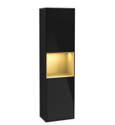 Пенал Villeroy & Boch Finion 41,8x151,6х27 см петли справа с подсветкой МДФ глянцевый черный лак/золотой матовый лак G470HFPH