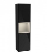 Пенал Villeroy & Boch Finion 41,8x151,6х27 см петлі праворуч із підсвічуванням МДФ глянсовий чорний лак/пісок матовий лак G470HHPH