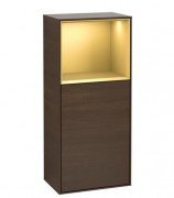 Шафка для ванної Villeroy & Boch Finion 41,8х93,6х27 см петлі зліва з підсвічуванням ДСП шпон волоського горіха/золотий матовий лак F500HFGN