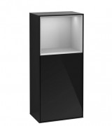 Шафка для ванної Villeroy & Boch Finion 41,8х93,6х27 см петлі зліва з підсвічуванням МДФ глянсовий чорний лак/світло-сірий матовий лак F500GJPH