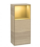 Шкафчик для ванной Villeroy & Boch Finion 41,8х93,6х27 см петли слева с подсветкой ДСП шпон дуба/золотой матовый лак F500HFPC