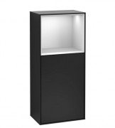 Шкафчик для ванной Villeroy & Boch Finion 41,8х93,6х27 см петли слева с подсветкой МДФ черный матовый лак/ белый матовый лак F500MTPD