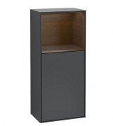 Шкафчик для ванной Villeroy & Boch Finion 41,8х93,6х27 см петли слева с подсветкой МДФ темно-синий матовый лак/шпон грецкого ореха F500GNHG