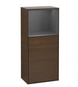 Шафка для ванної Villeroy & Boch Finion 41,8х93,6х27 см петлі зліва з підсвічуванням ДСП шпон волоського горіха/антрацит матовий лак G500GKGN