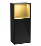 Шкафчик для ванной Villeroy & Boch Finion 41,8х93,6х27 см петли слева с подсветкой МДФ глянцевый черный лак/золотой матовый лак G500HFPH