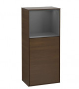 Шафка для ванної Villeroy & Boch Finion 41,8х93,6х27 см петлі праворуч з підсвічуванням ДСП шпон волоського горіха/антрацит матовий лак F510GKGN