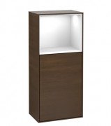 Шафка для ванної Villeroy & Boch Finion 41,8х93,6х27 см петлі праворуч з підсвічуванням ДСП шпон волоського горіха/глянсовий білий лак F510GFGN