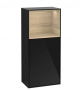 Шкафчик для ванной Villeroy & Boch Finion 41,8х93,6х27 см петли справа с подсветкой МДФ глянцевый черный лак/шпон дуба F510PCPH