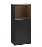 Шафка для ванної Villeroy & Boch Finion 41,8х93,6х27 см петлі праворуч з підсвічуванням МДФ чорний матовий лак/шпон волоського горіха G510GNPD