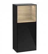 Шкафчик для ванной Villeroy & Boch Finion 41,8х93,6х27 см петли справа с подсветкой МДФ глянцевый черный лак/шпон дуба G510PCPH