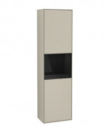 Пенал Villeroy & Boch Finion 41,8x151,6х27 см петли слева с подсветкой МДФ песок матовый лак/глянцевый черный лак G460PHHH