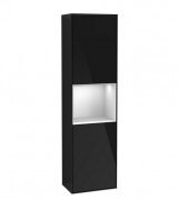 Пенал Villeroy & Boch Finion 41,8x151,6х27 см петли слева с подсветкой МДФ глянцевый черный лак/белый матовый лак G460MTPH