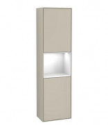 Пенал Villeroy & Boch Finion 41,8x151,6х27 см петли справа с подсветкой МДФ песок матовый лак/глянцевый белый лак F470GFHH