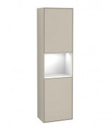 Пенал Villeroy & Boch Finion 41,8x151,6х27 см петли справа с подсветкой МДФ песок матовый лак/глянцевый белый лак F470GFHH