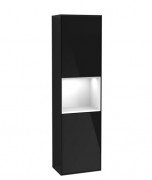 Пенал Villeroy & Boch Finion 41,8x151,6х27 см петли справа с подсветкой МДФ глянцевый черный лак/глянцевый белый лак F470GFPH