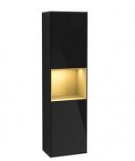 Пенал Villeroy & Boch Finion 41,8x151,6х27 см петли справа с подсветкой МДФ глянцевый черный лак/золотой матовый лак F470HFPH