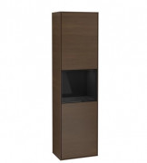 Пенал Villeroy & Boch Finion 41,8x151,6х27 см петлі праворуч із підсвічуванням ДСП шпон волоського горіха/глянцевий чорний лак F470PHGN