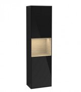 Пенал Villeroy & Boch Finion 41,8x151,6х27 см петлі праворуч з підсвічуванням МДФ глянсовий чорний лак/шпон дуба F470PCPH