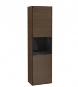 Пенал Villeroy & Boch Finion 41,8x151,6х27 см петлі праворуч із підсвічуванням ДСП шпон волоського горіха/глянцевий чорний лак F470PHGN